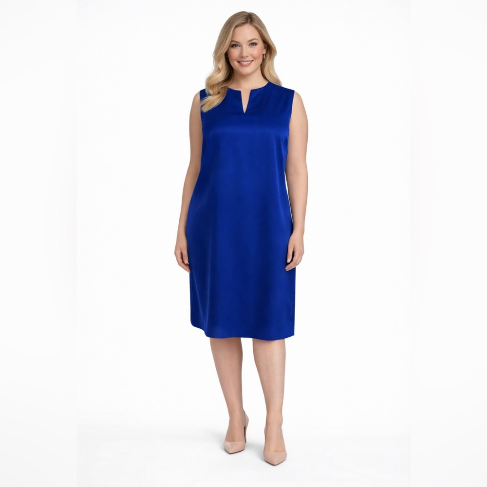 Doncaster Dress 18 Rich Blue SILK Sleeveless Career Church $385
